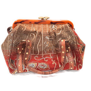 Vintage Sharif Studio Purse Shoulder Bag Tote Hobo Boho Retro Tapestry Kisslock